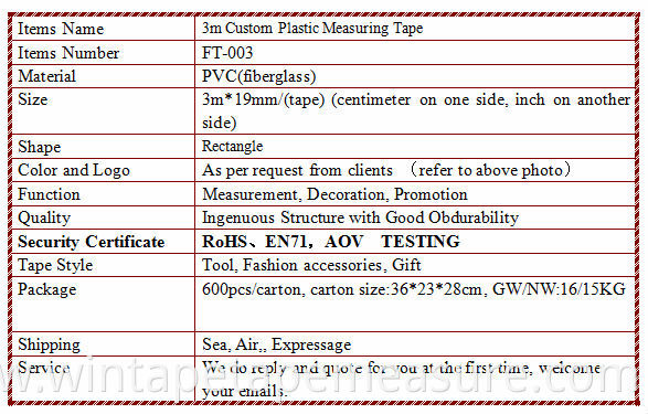 Promotional Plastic Measuring Tape